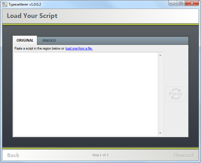 Entering your script