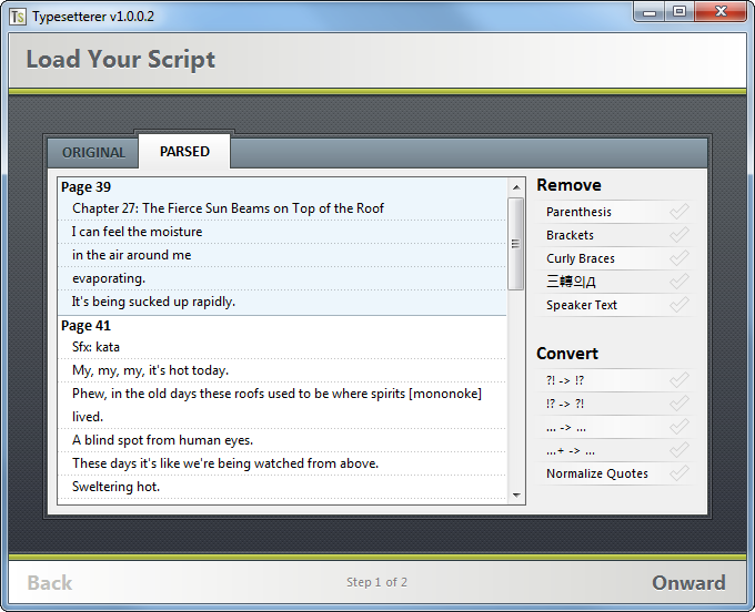 Finalizing your parsed script